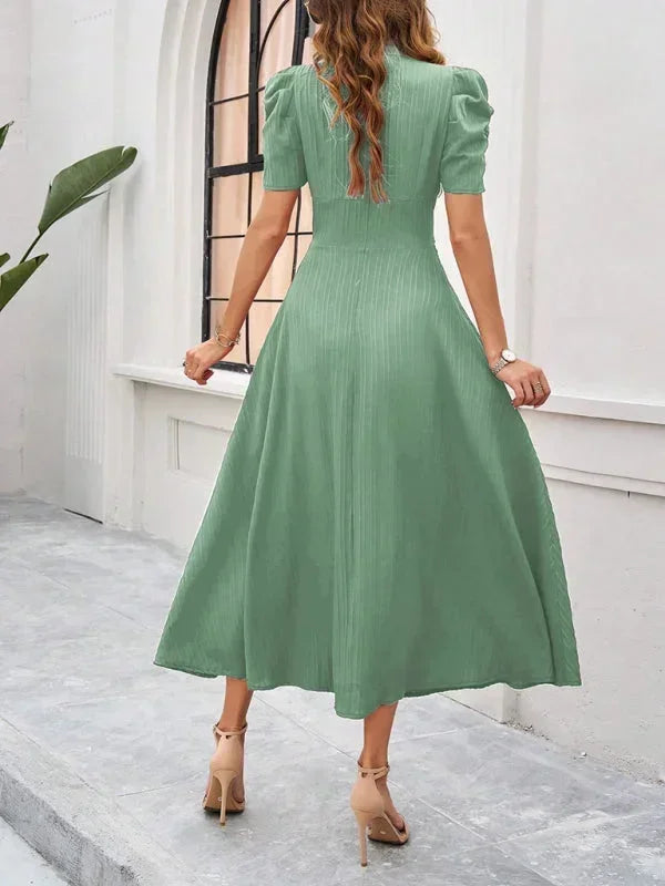Beatrice | Flowy Puff-Sleeve Fit-and-Flare Women Summer Midi Dress