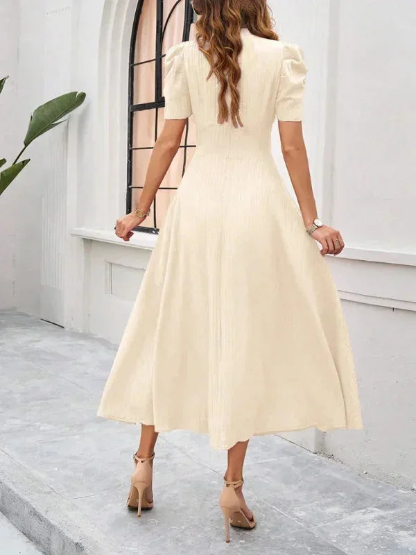 Beatrice | Flowy Puff-Sleeve Fit-and-Flare Women Summer Midi Dress