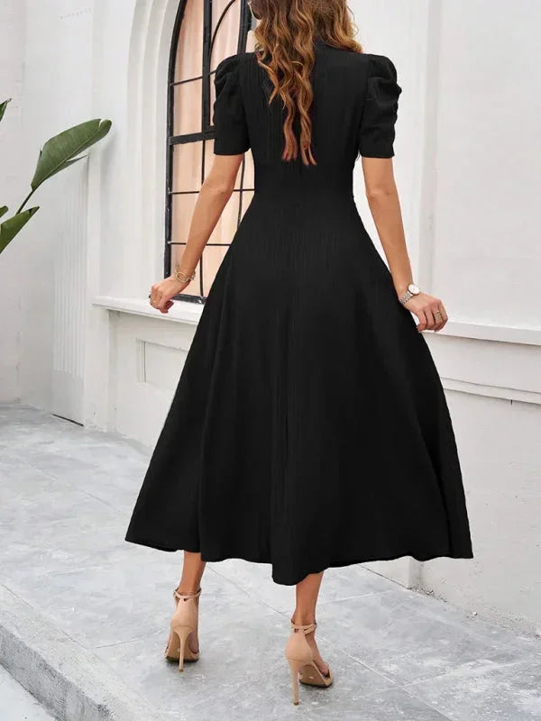 Beatrice | Flowy Puff-Sleeve Fit-and-Flare Women Summer Midi Dress