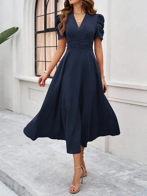 Beatrice | Flowy Puff-Sleeve Fit-and-Flare Women Summer Midi Dress