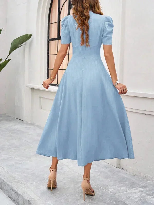 Beatrice | Flowy Puff-Sleeve Fit-and-Flare Women Summer Midi Dress