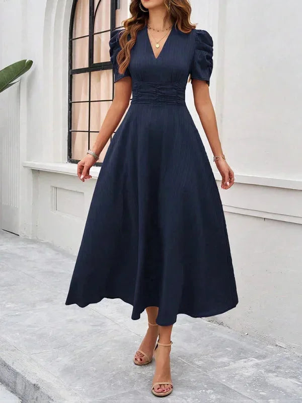 Beatrice | Flowy Puff-Sleeve Fit-and-Flare Women Summer Midi Dress