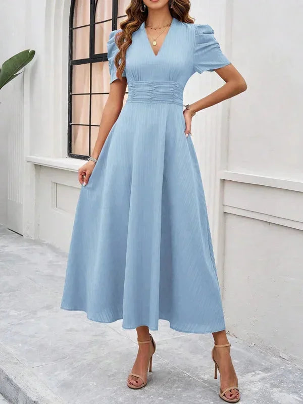 Beatrice | Flowy Puff-Sleeve Fit-and-Flare Women Summer Midi Dress