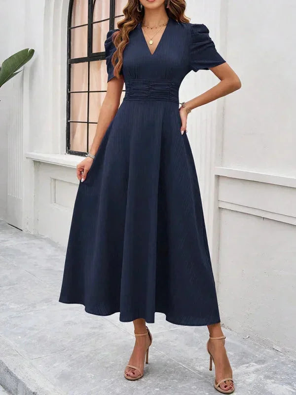 Beatrice | Flowy Puff-Sleeve Fit-and-Flare Women Summer Midi Dress