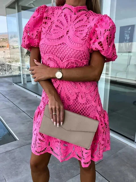 Aisling | Floral Lace Puff-Sleeve Women Summer Mini Dress