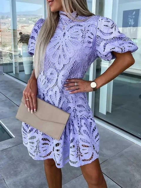 Aisling | Floral Lace Puff-Sleeve Women Summer Mini Dress