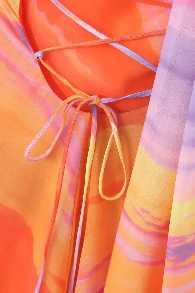 Bailey | Abstract Print Halter Scarf Women Summer Mini Dress