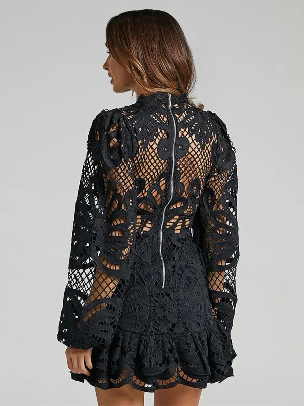 Brynn | Long-Sleeve Lace Ruffle Women Summer Mini Dress
