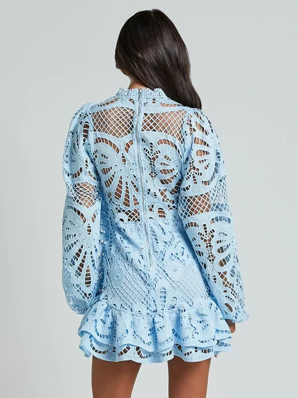 Brynn | Long-Sleeve Lace Ruffle Women Summer Mini Dress