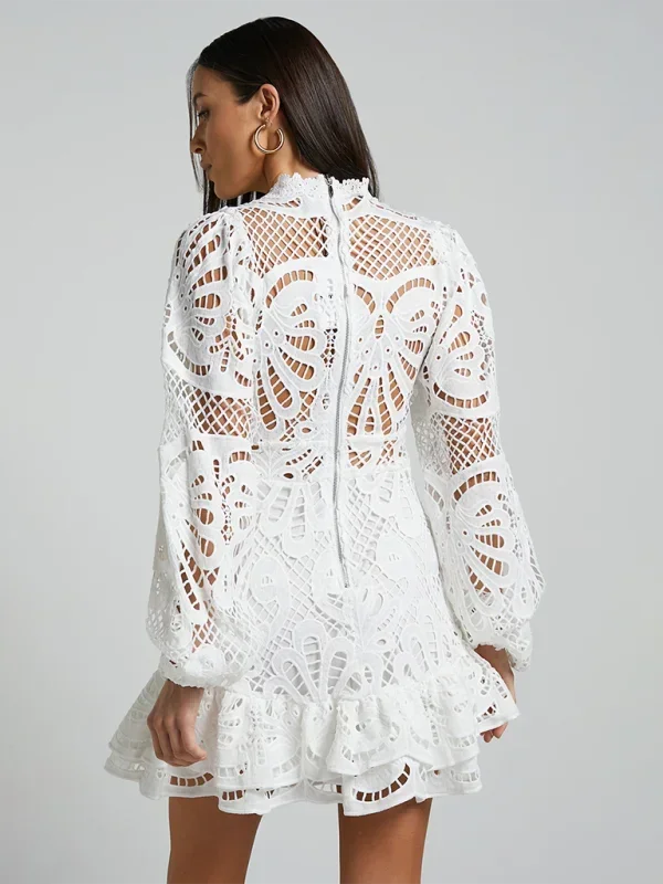 Brynn | Long-Sleeve Lace Ruffle Women Summer Mini Dress