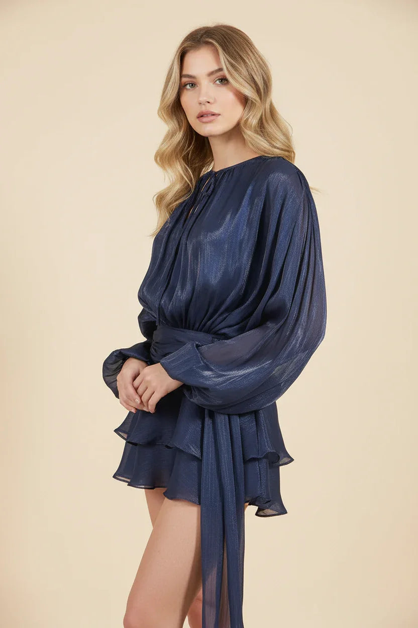 Mindy | Flowy Ruffle Long-Sleeve Women Summer Mini Dress