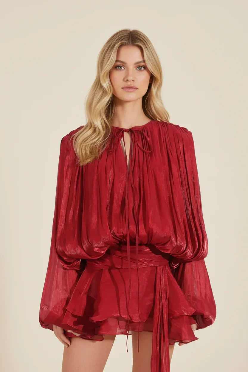 Mindy | Flowy Ruffle Long-Sleeve Women Summer Mini Dress