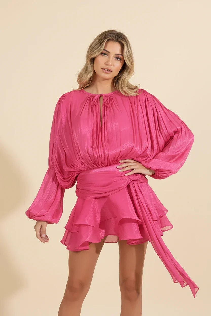 Mindy | Flowy Ruffle Long-Sleeve Women Summer Mini Dress