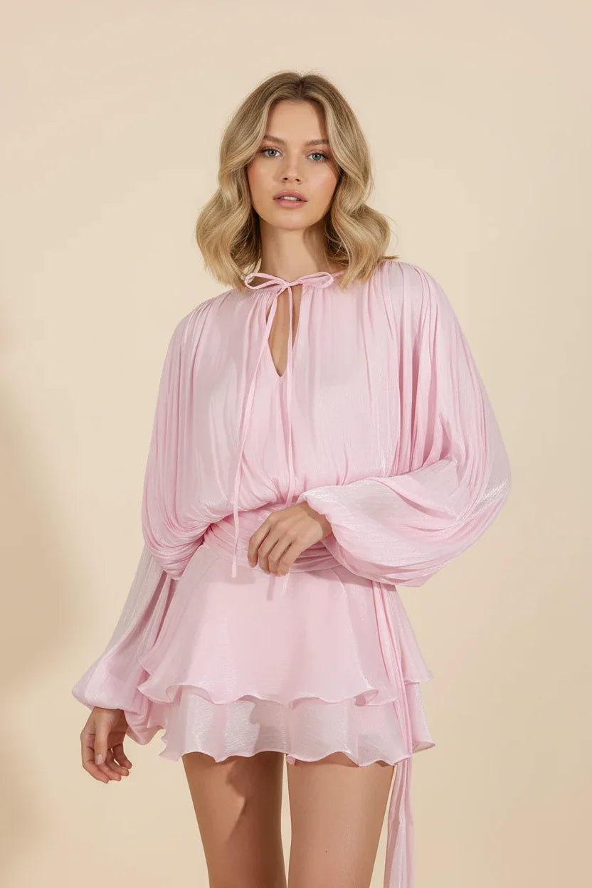 Mindy | Flowy Ruffle Long-Sleeve Women Summer Mini Dress