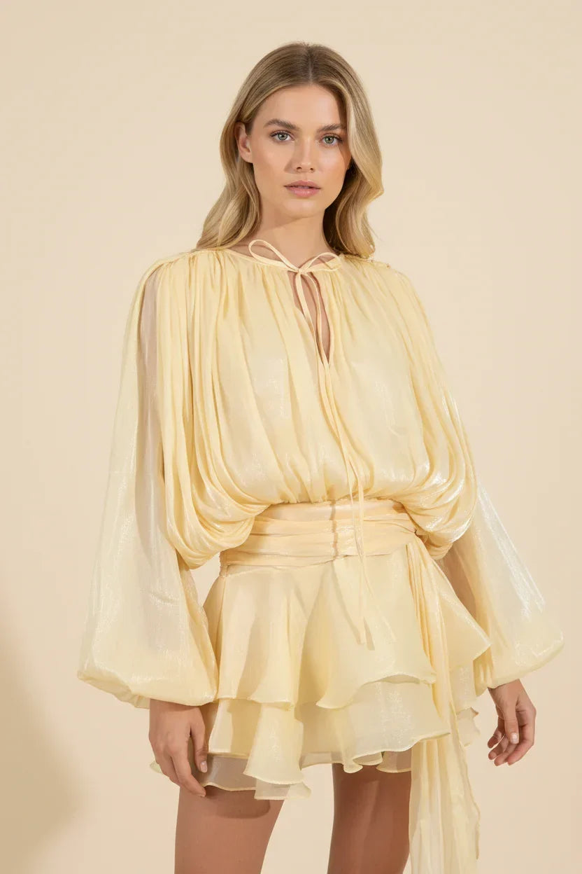 Mindy | Flowy Ruffle Long-Sleeve Women Summer Mini Dress