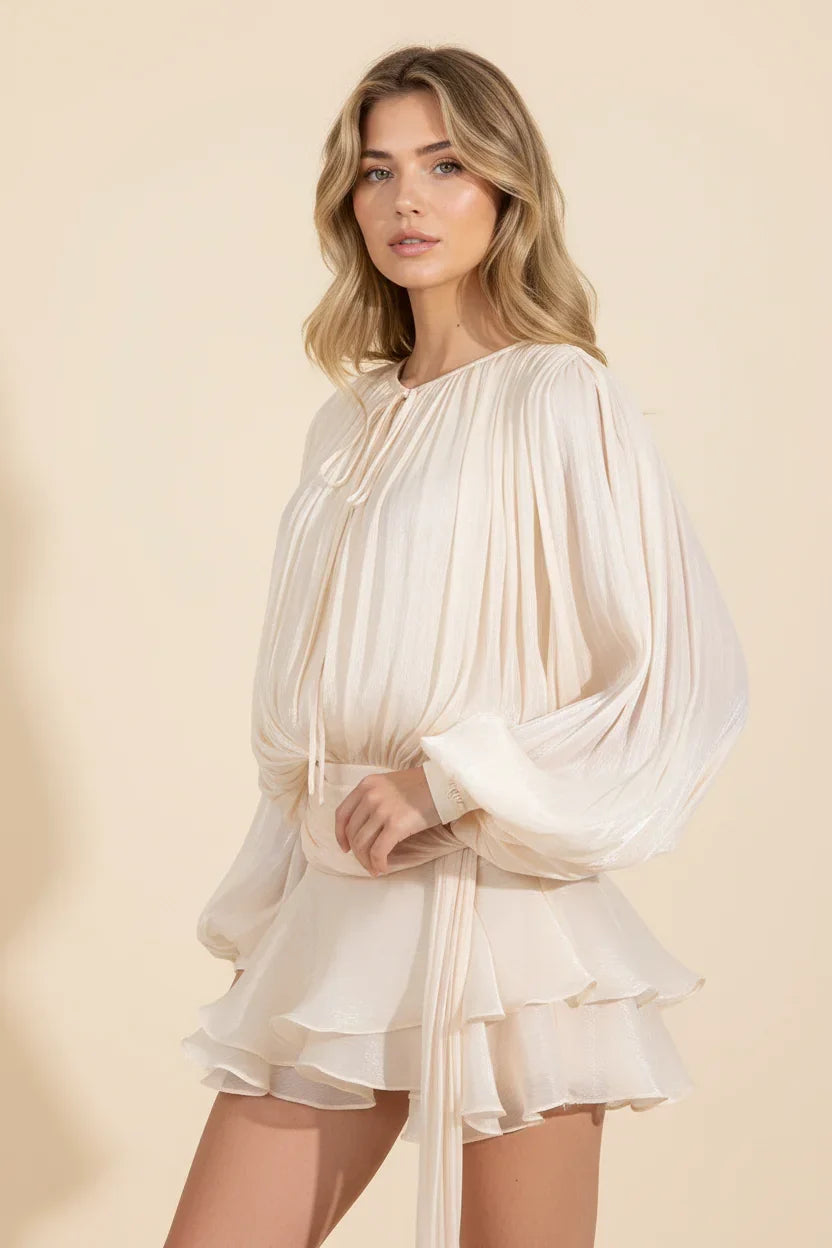 Mindy | Flowy Ruffle Long-Sleeve Women Summer Mini Dress
