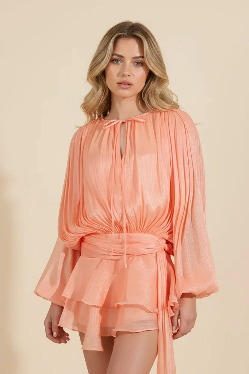 Mindy | Flowy Ruffle Long-Sleeve Women Summer Mini Dress
