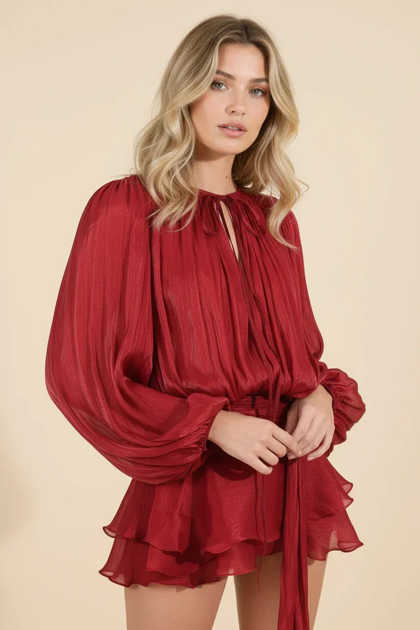 Mindy | Flowy Ruffle Long-Sleeve Women Summer Mini Dress