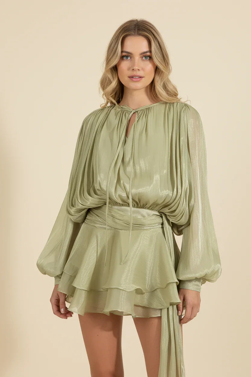 Mindy | Flowy Ruffle Long-Sleeve Women Summer Mini Dress