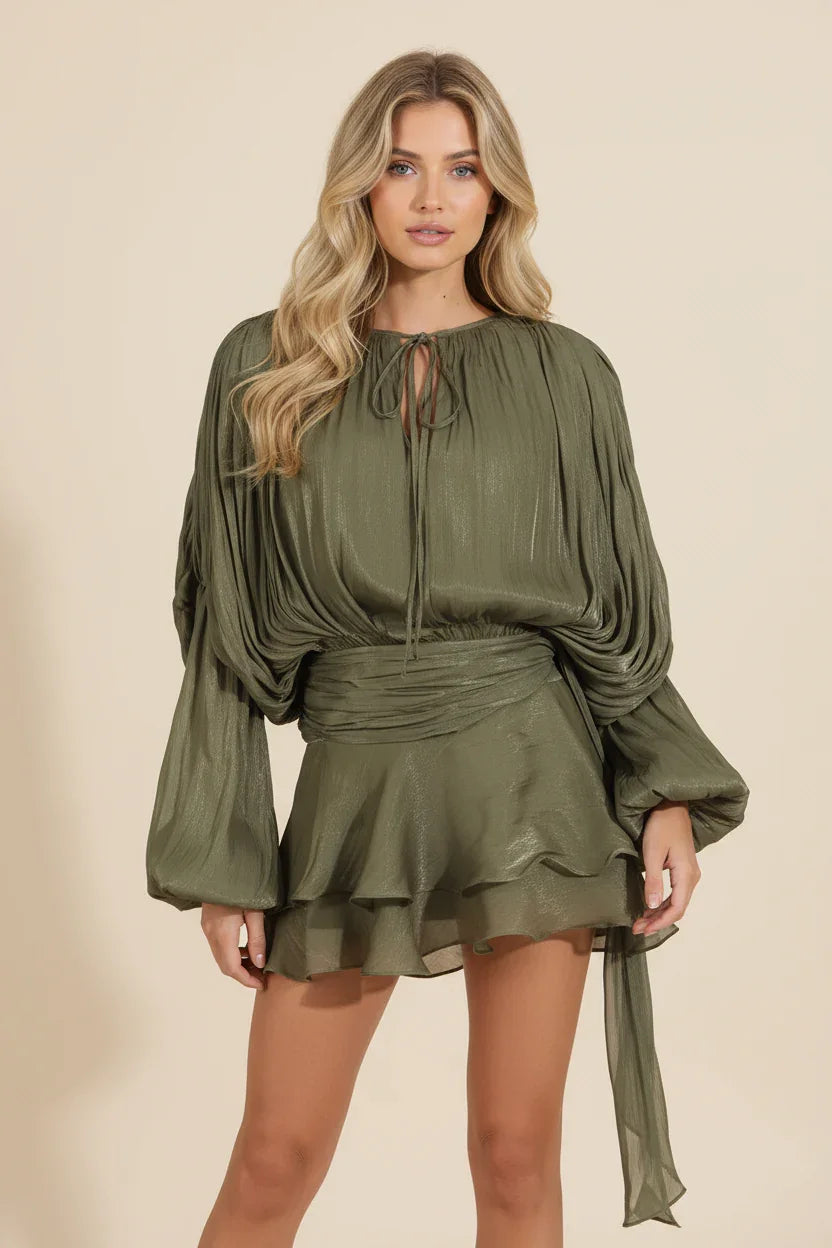 Mindy | Flowy Ruffle Long-Sleeve Women Summer Mini Dress