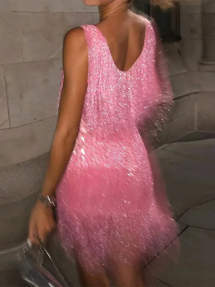 Ginny | Sequin Fringe Sleeveless Women Summer Mini Dress