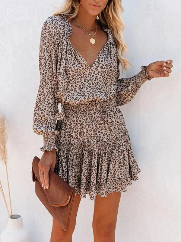 Darla | Printed Ruffle Balloon-Sleeve Women Summer Mini Dress