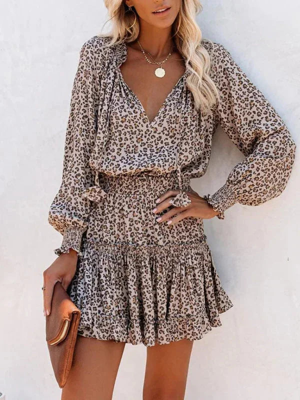 Darla | Printed Ruffle Balloon-Sleeve Women Summer Mini Dress