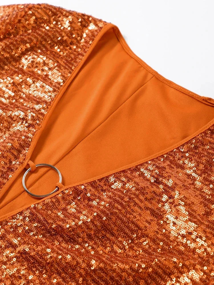 Alison | Sparkly Sequin Deep-V Women Summer Mini Dress