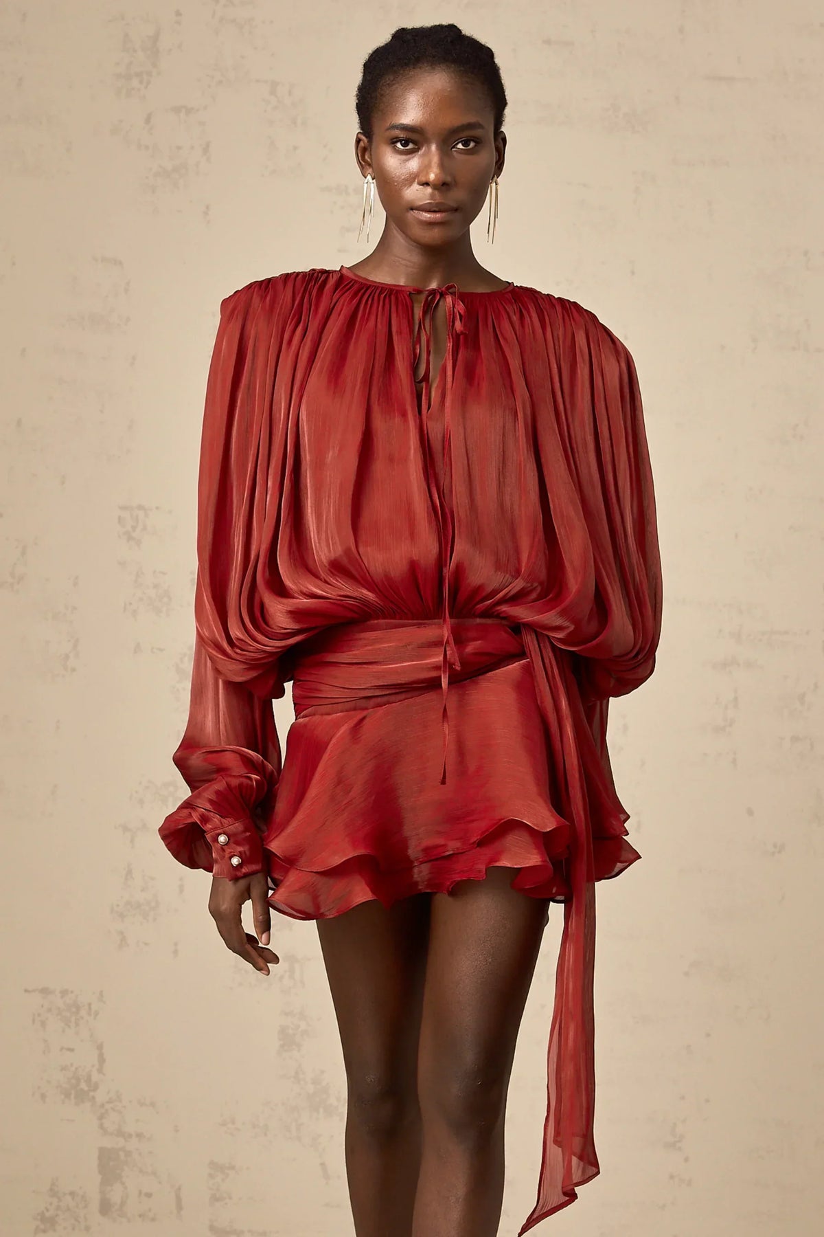 Missy | Draped Long-Sleeve Women Summer Mini Dress