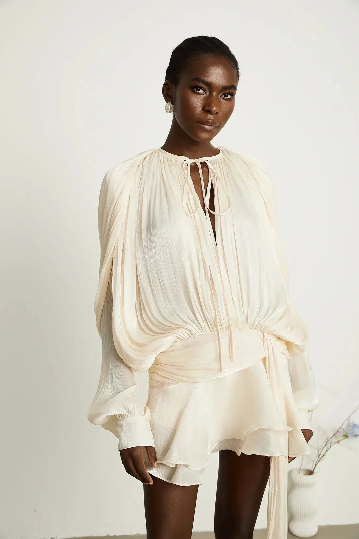 Missy | Draped Long-Sleeve Women Summer Mini Dress