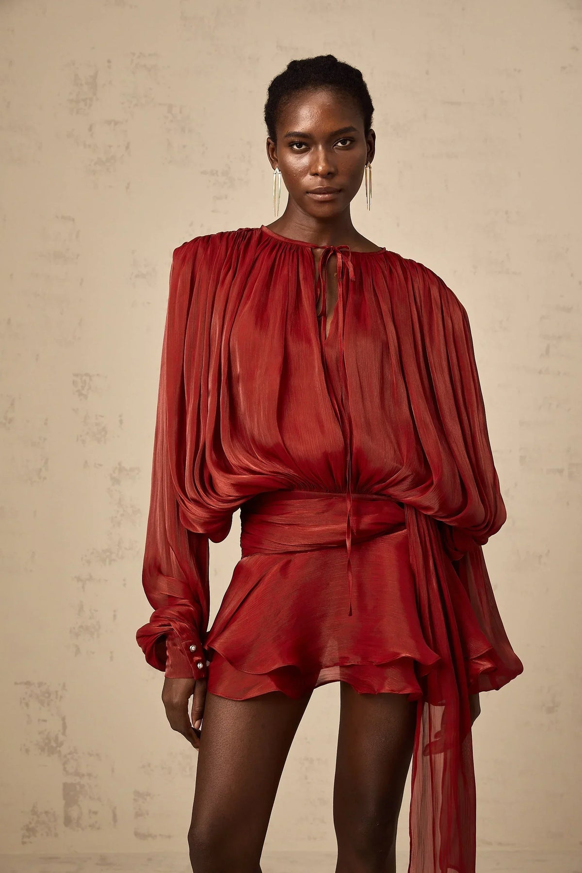 Missy | Draped Long-Sleeve Women Summer Mini Dress