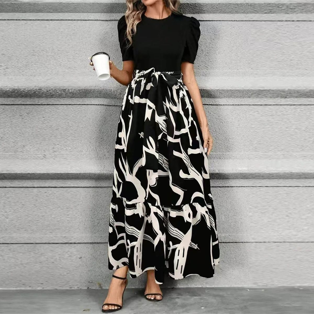 Alana | Floral Contrast Knit-Bodice Women Summer Maxi Dress