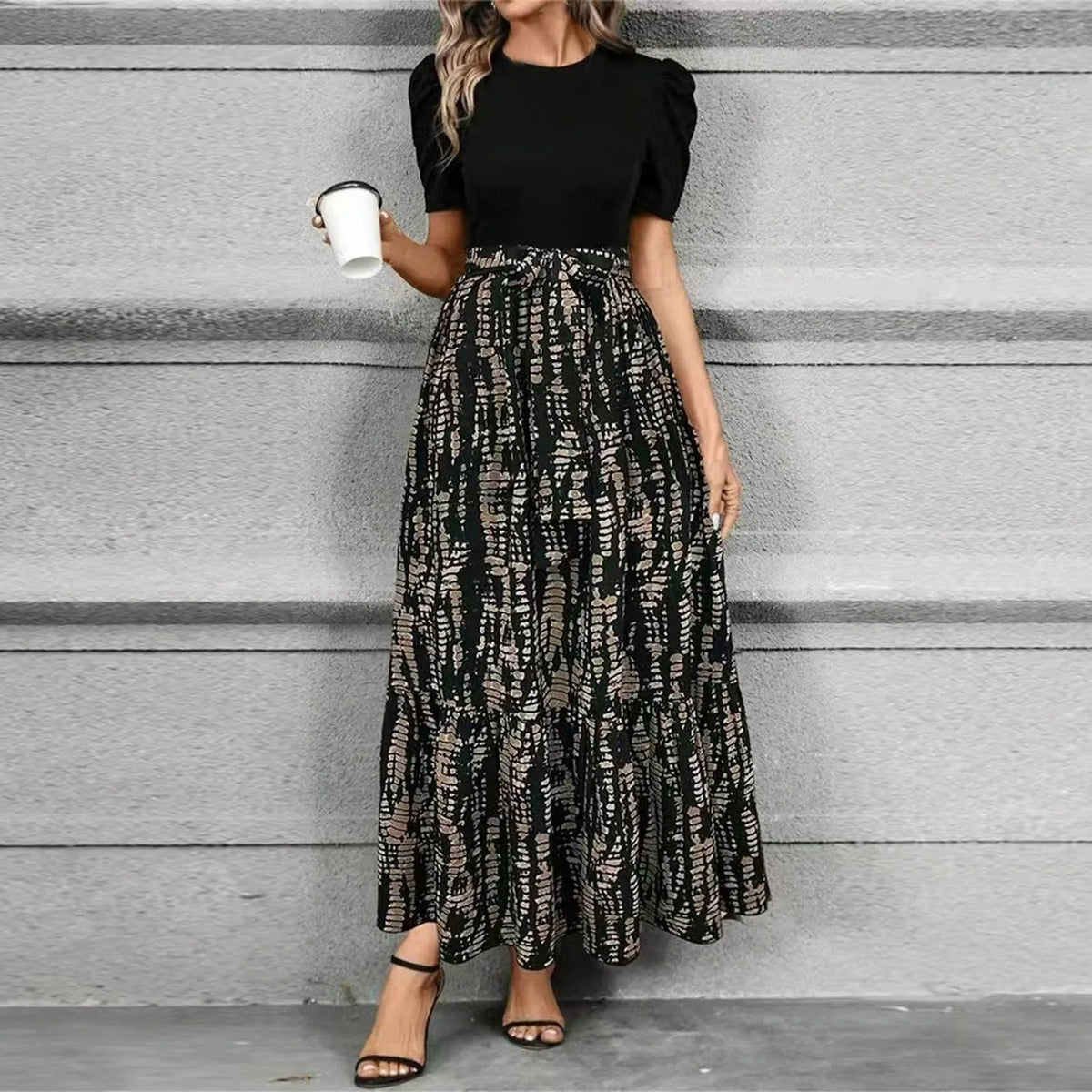 Alana | Floral Contrast Knit-Bodice Women Summer Maxi Dress