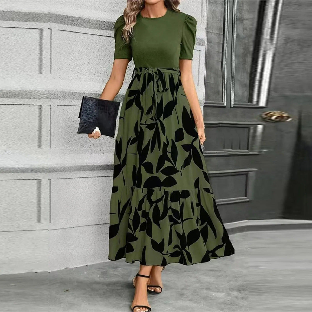 Alana | Floral Contrast Knit-Bodice Women Summer Maxi Dress