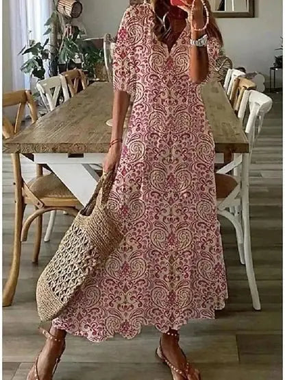 Tamsin | Bohemian Tassel-Tie V-Neck Women's Maxi Dress for Summer