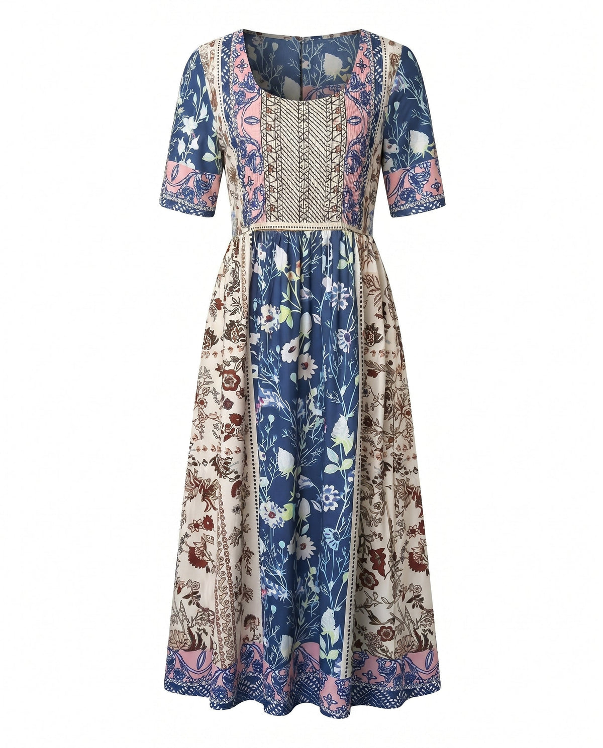 Ella | Bohemian Mosaic Square-Neck Women Summer Midi Dress