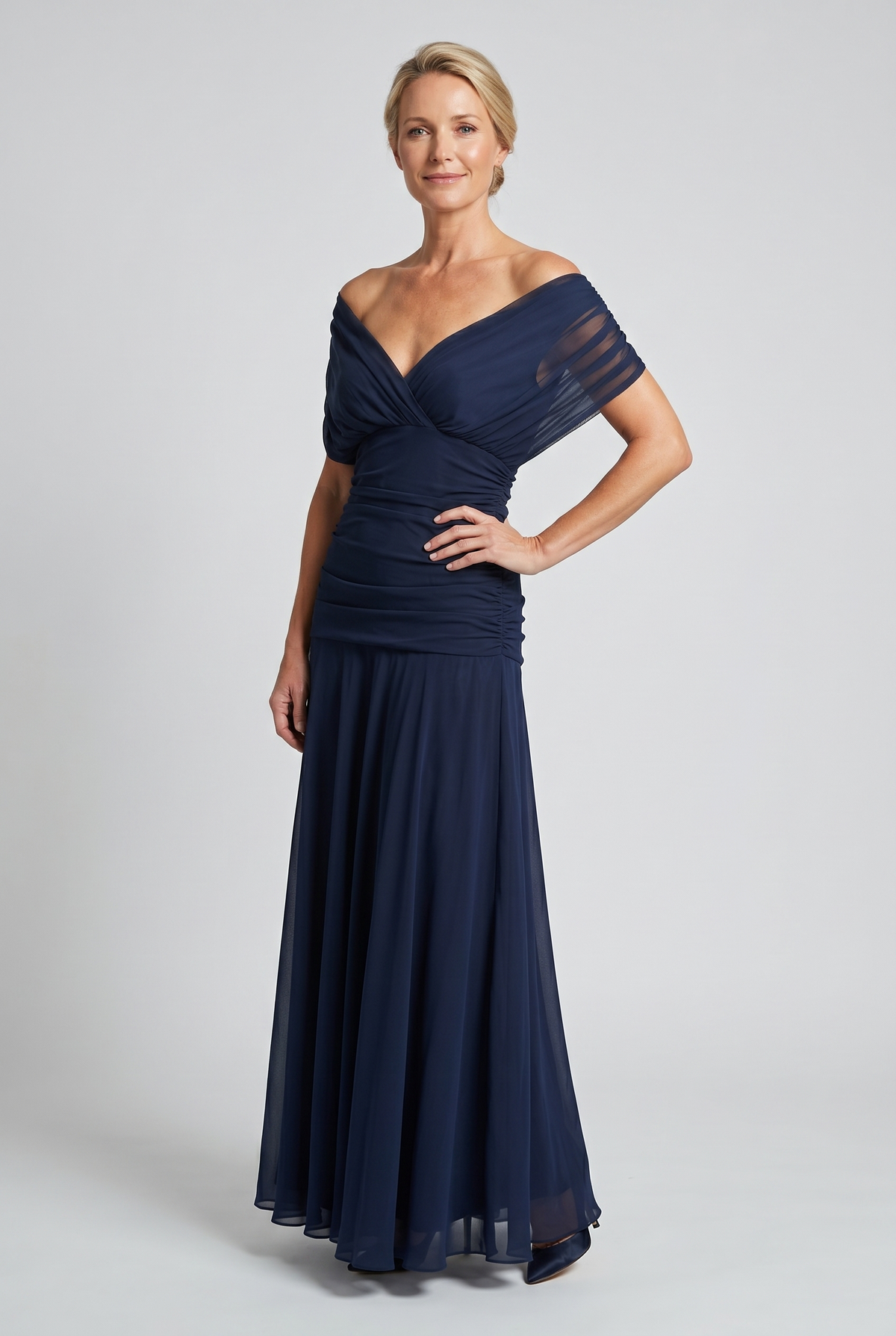 Lisa | Off-Shoulder Chiffon Gown Women Summer Maxi Dress