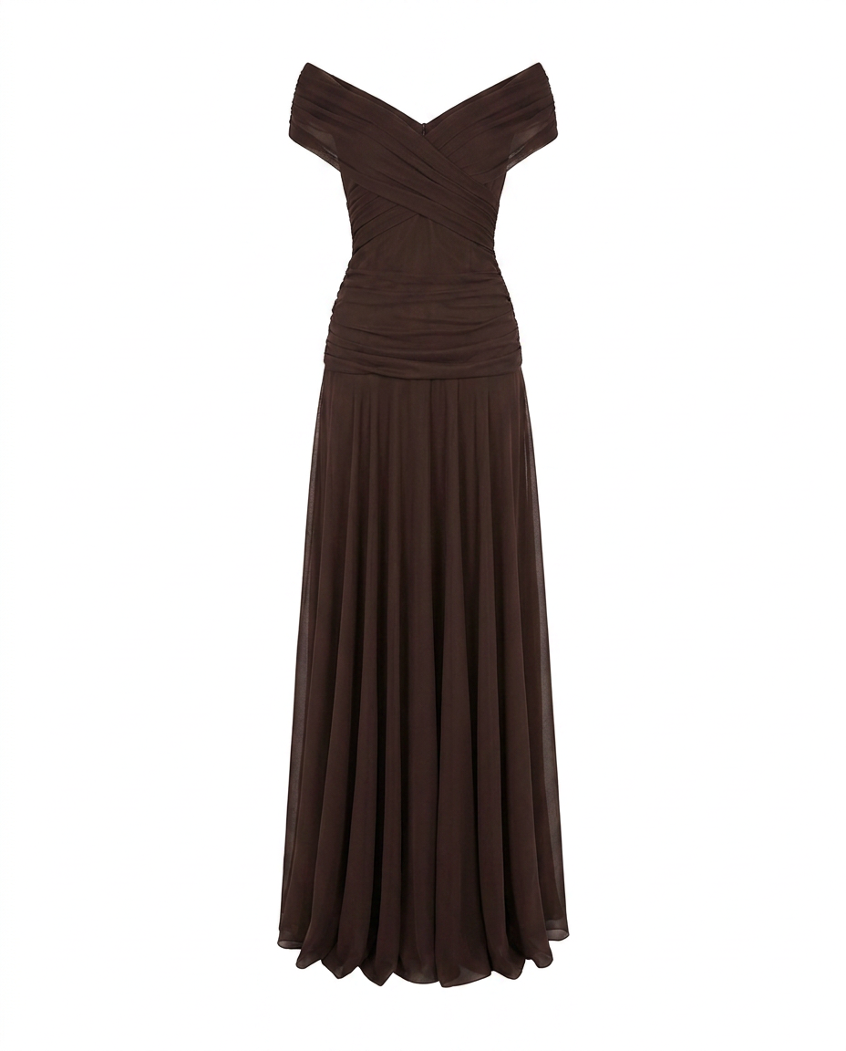 Lisa | Off-Shoulder Chiffon Gown Women Summer Maxi Dress