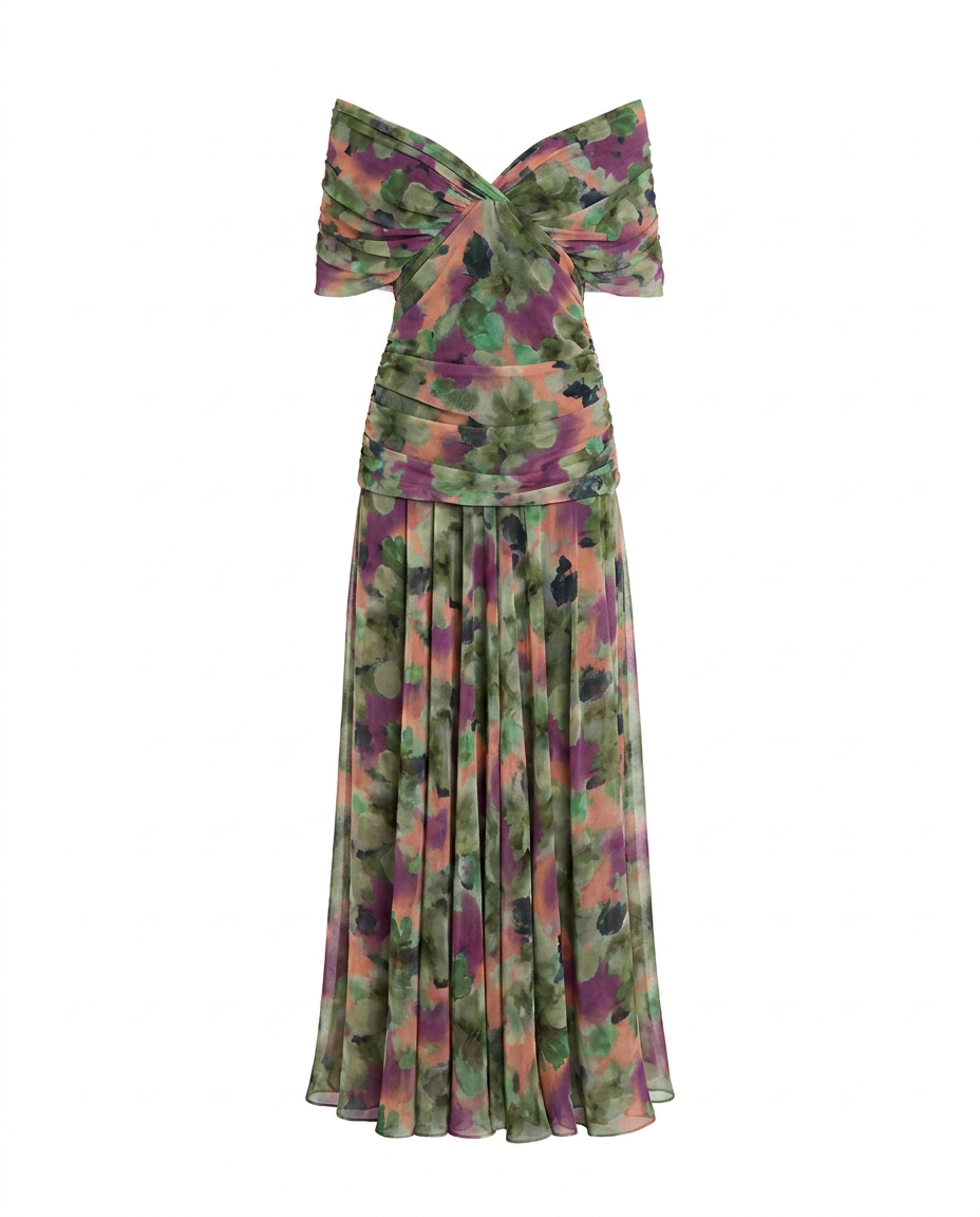 Lisa | Off-Shoulder Chiffon Gown Women Summer Maxi Dress