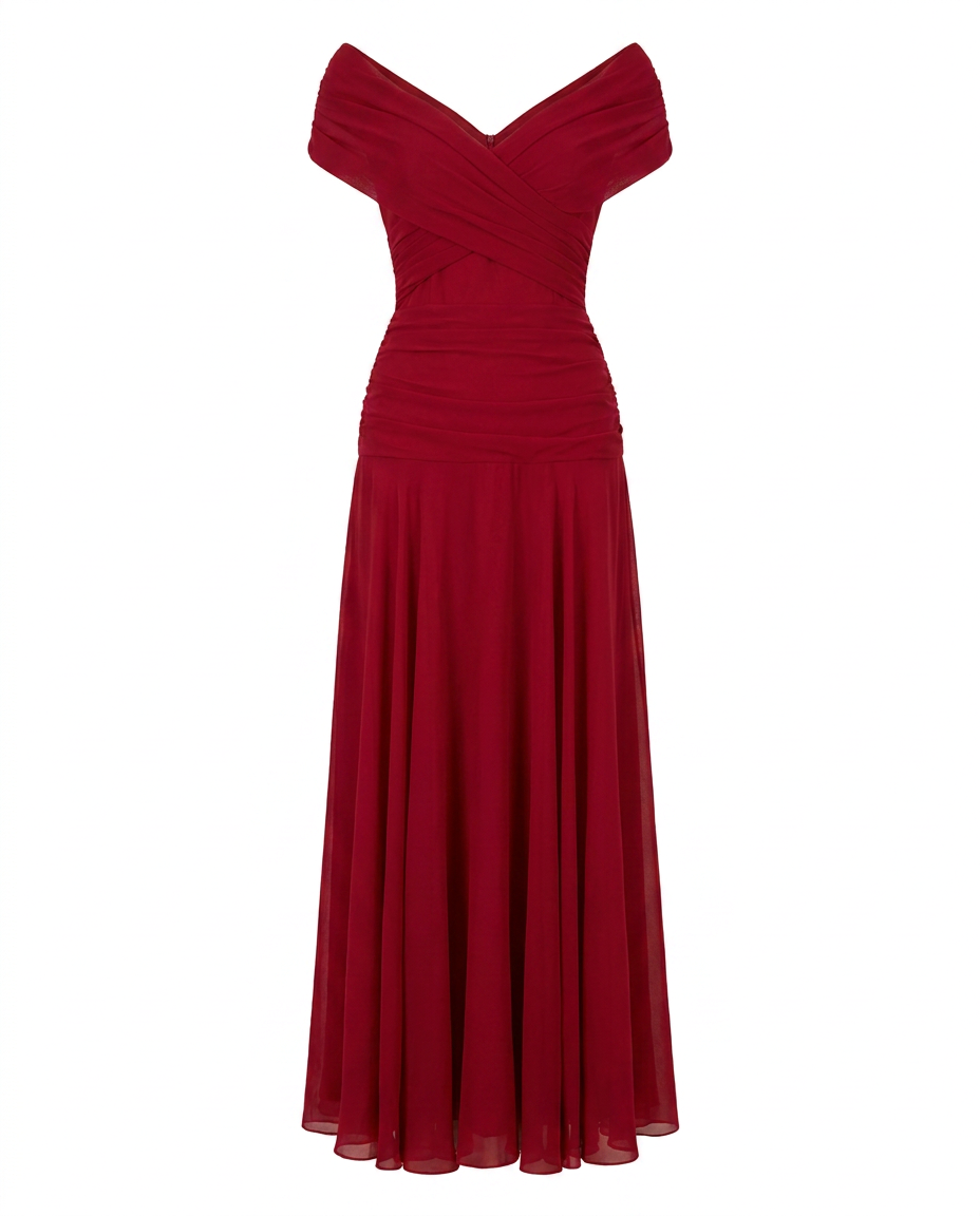 Lisa | Off-Shoulder Chiffon Gown Women Summer Maxi Dress