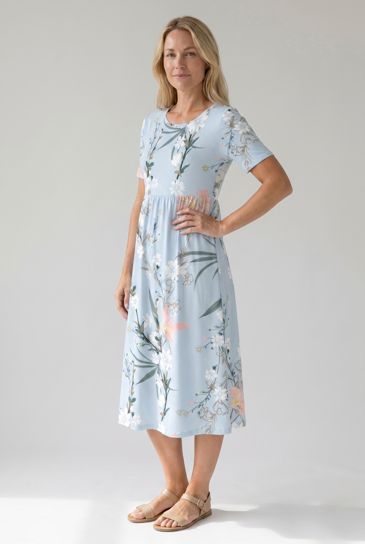 Sofia | Botanical Bloom A-Line Women Summer Midi Dress
