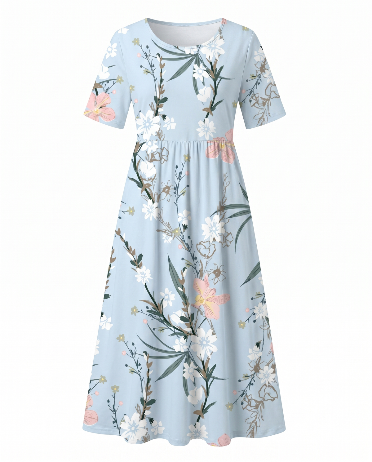 Sofia | Botanical Bloom A-Line Women Summer Midi Dress