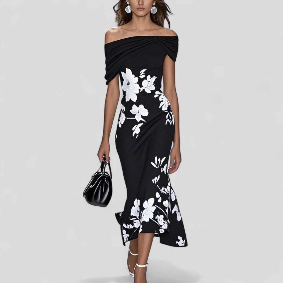 Laurel | Floral Off-Shoulder Women Summer Midi Dress