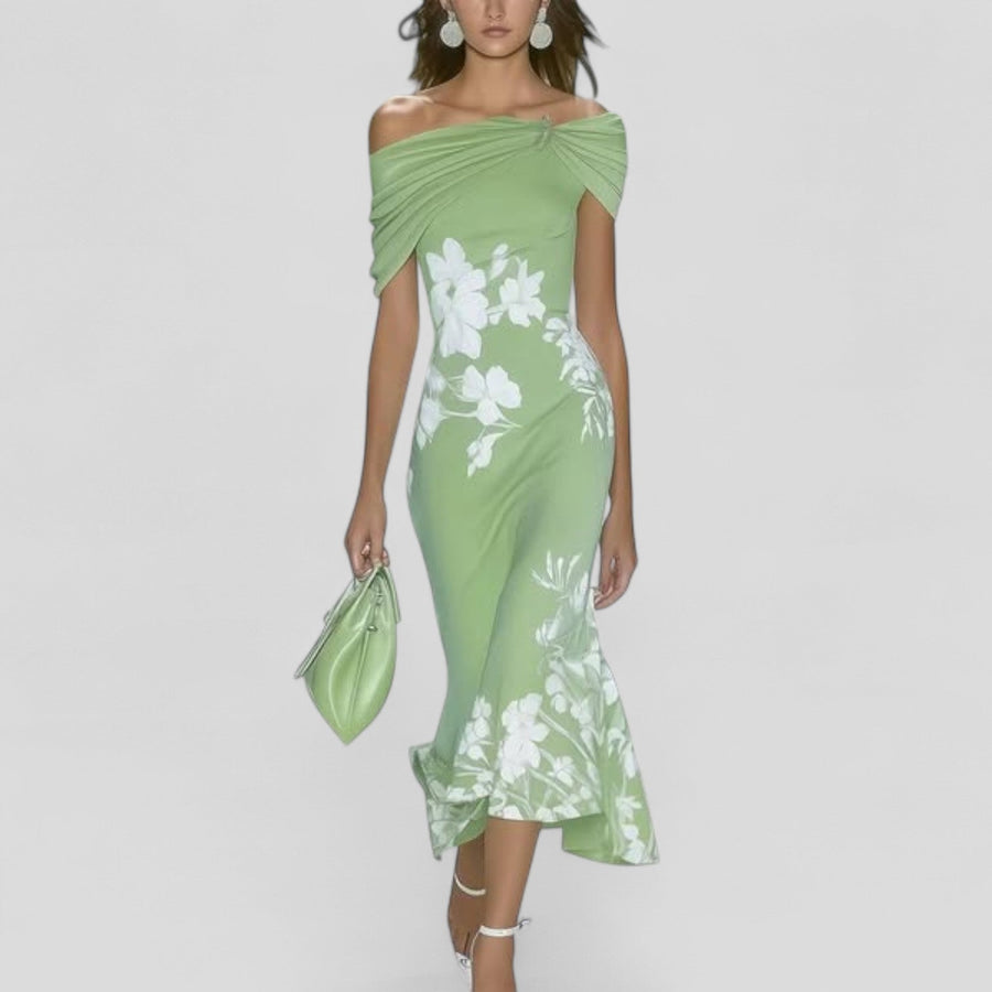 Laurel | Floral Off-Shoulder Women Summer Midi Dress
