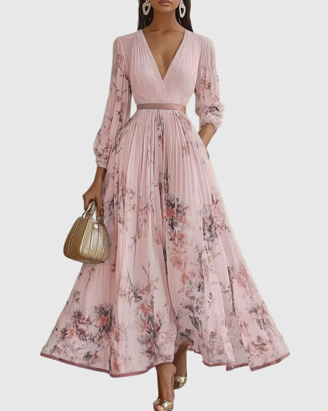 Nora | V-Neck A-Line Elegant Women Summer Midi Dress