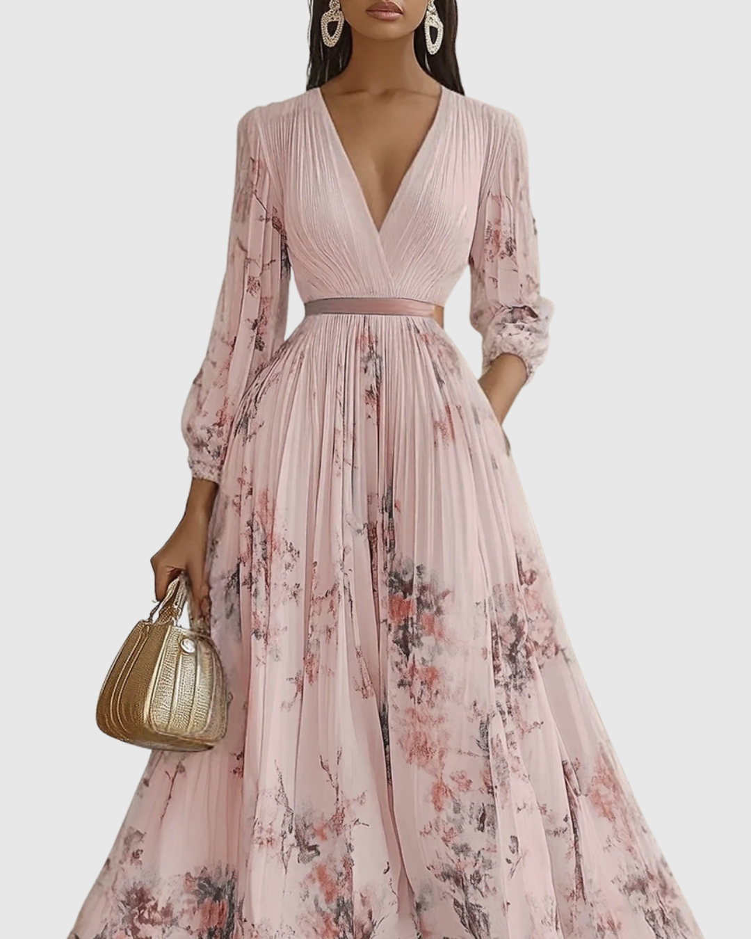 Nora | V-Neck A-Line Elegant Women Summer Midi Dress