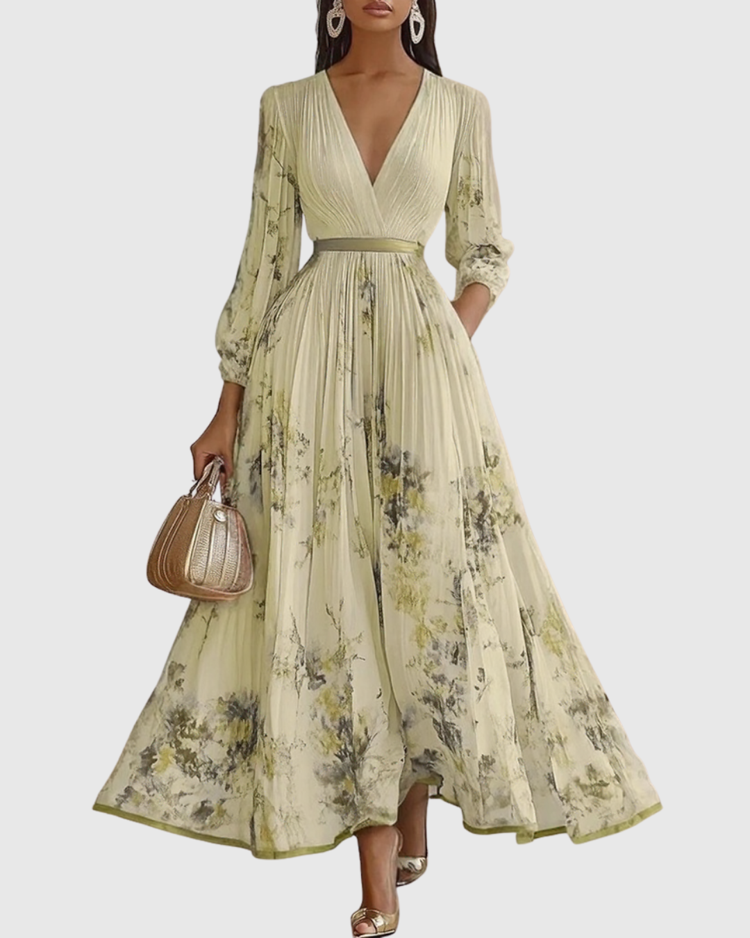 Nora | V-Neck A-Line Elegant Women Summer Midi Dress