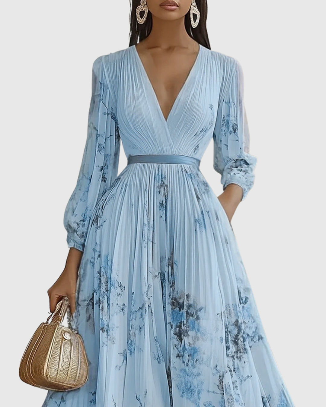 Nora | V-Neck A-Line Elegant Women Summer Midi Dress