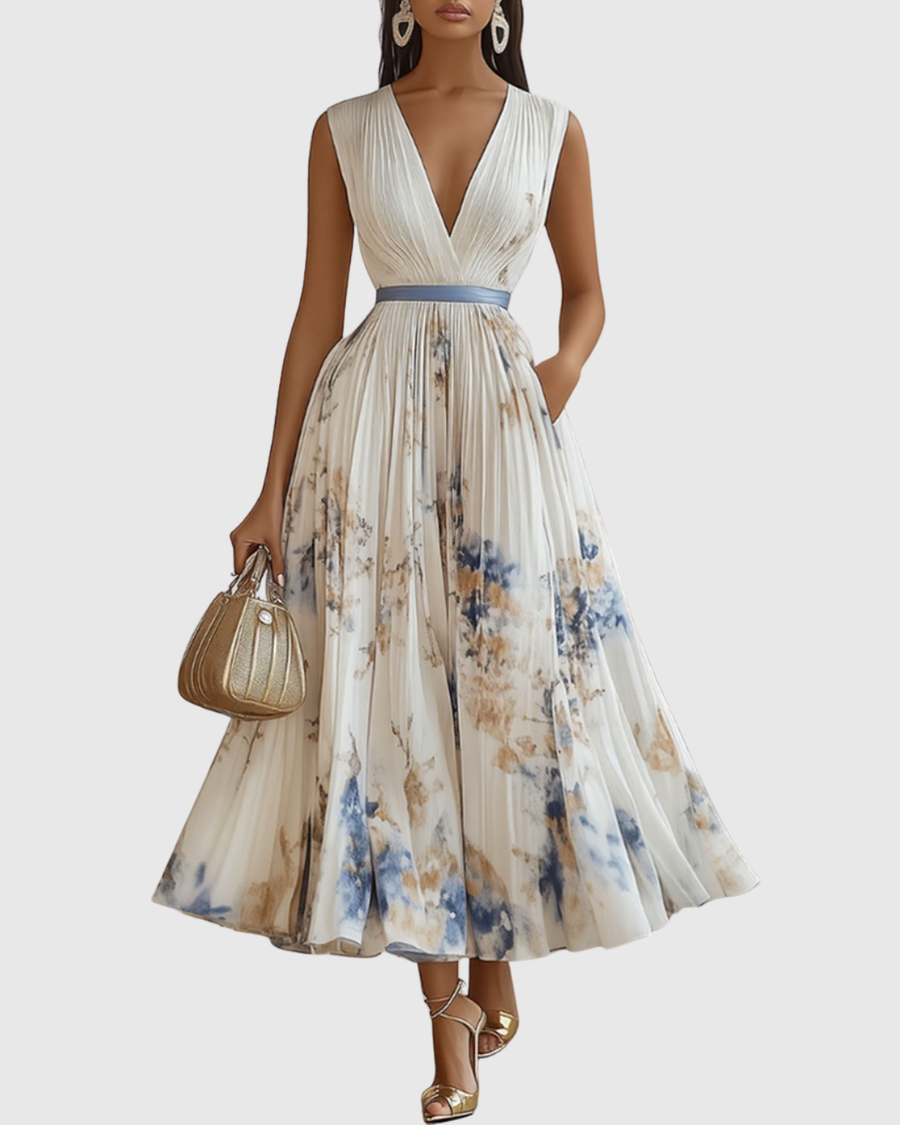 Nora | V-Neck A-Line Elegant Women Summer Midi Dress