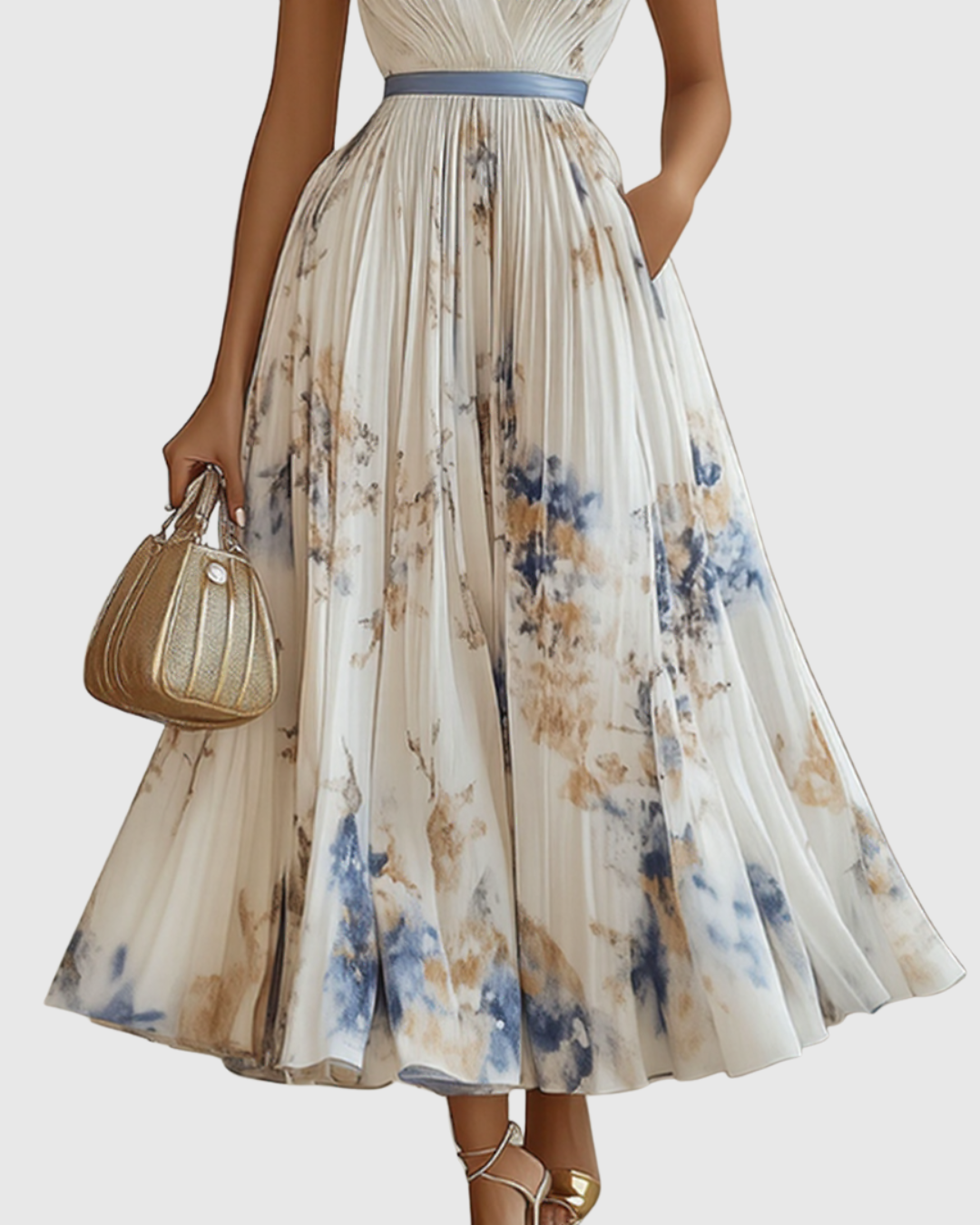 Nora | V-Neck A-Line Elegant Women Summer Midi Dress